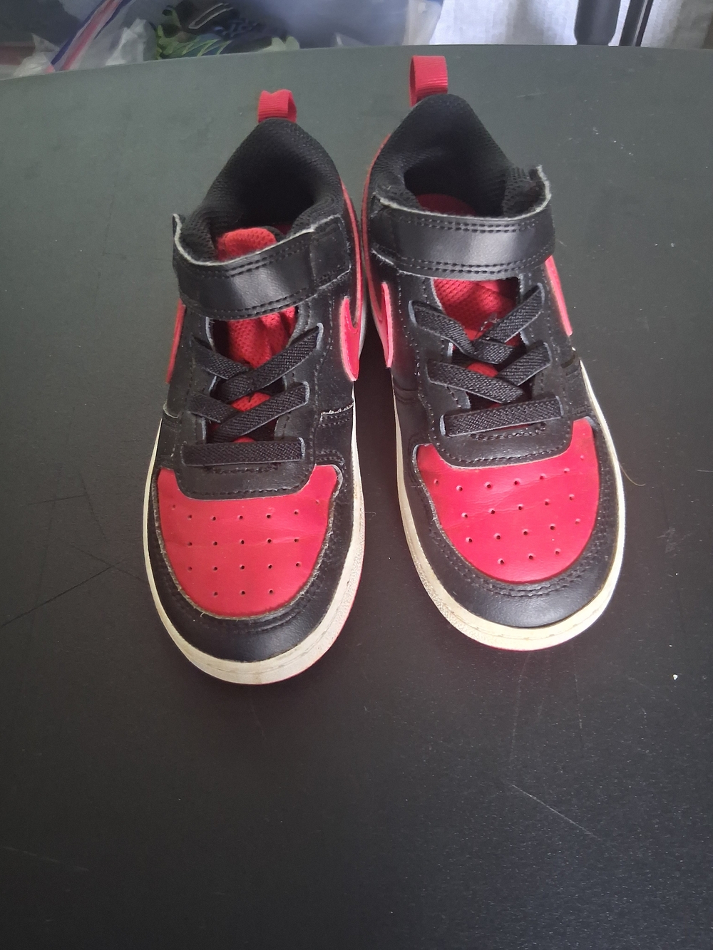 Nike Kids Black and Red Velcro Low-Top Sneakers Size 9C